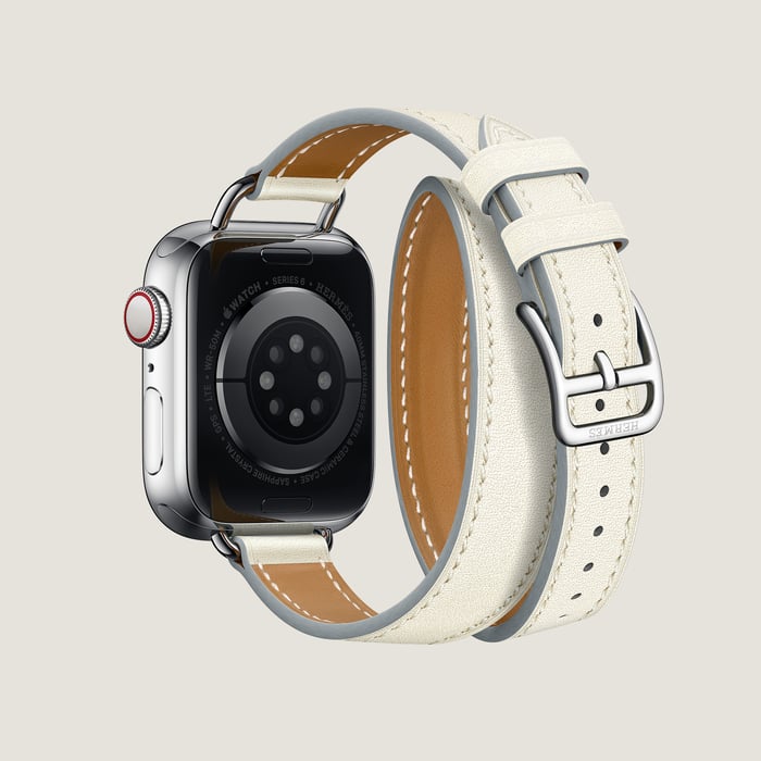 Blanc Band Apple Watch Hermès Double Tour 41 MM Attelage