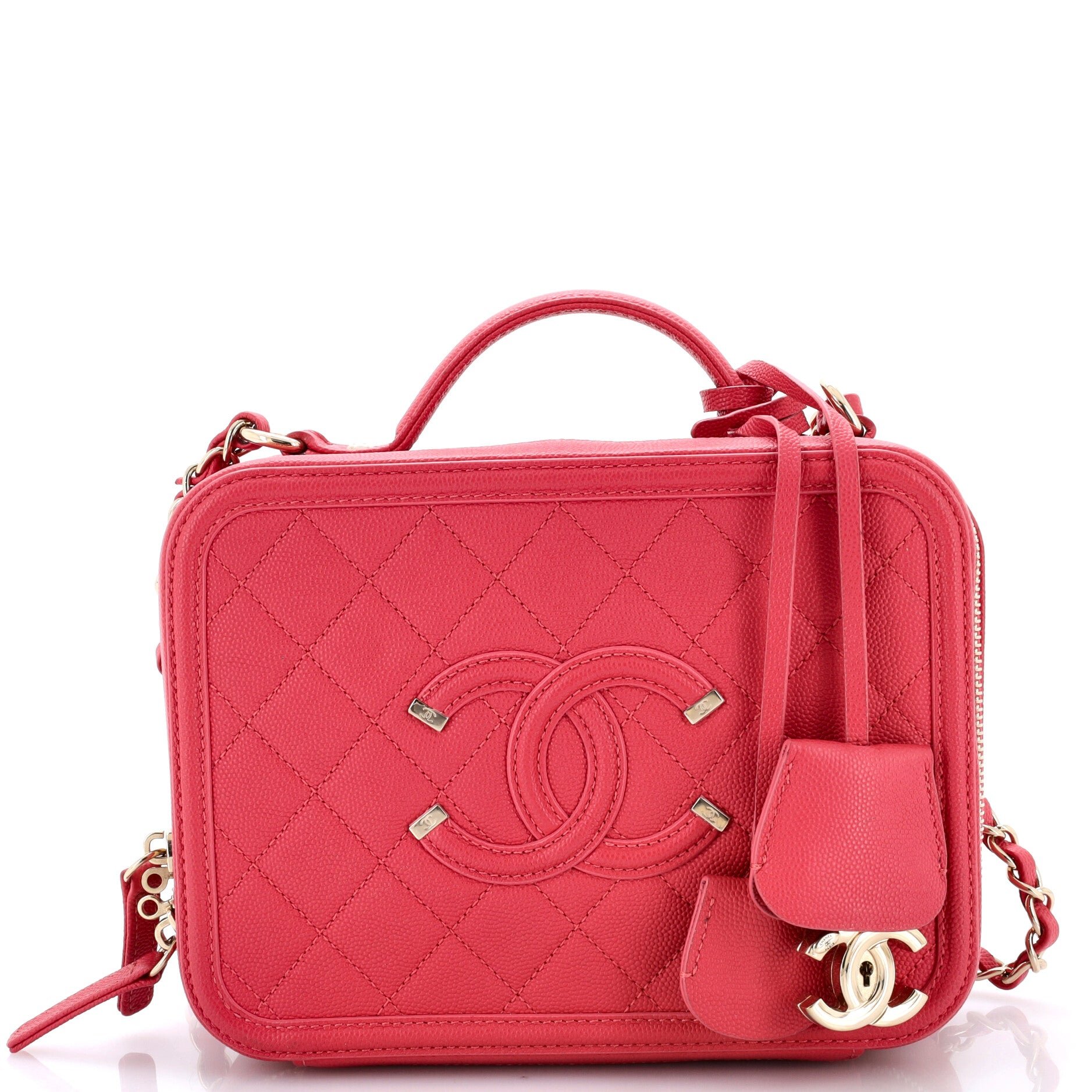 Filigree Vanity Case Quilted Caviar Medium