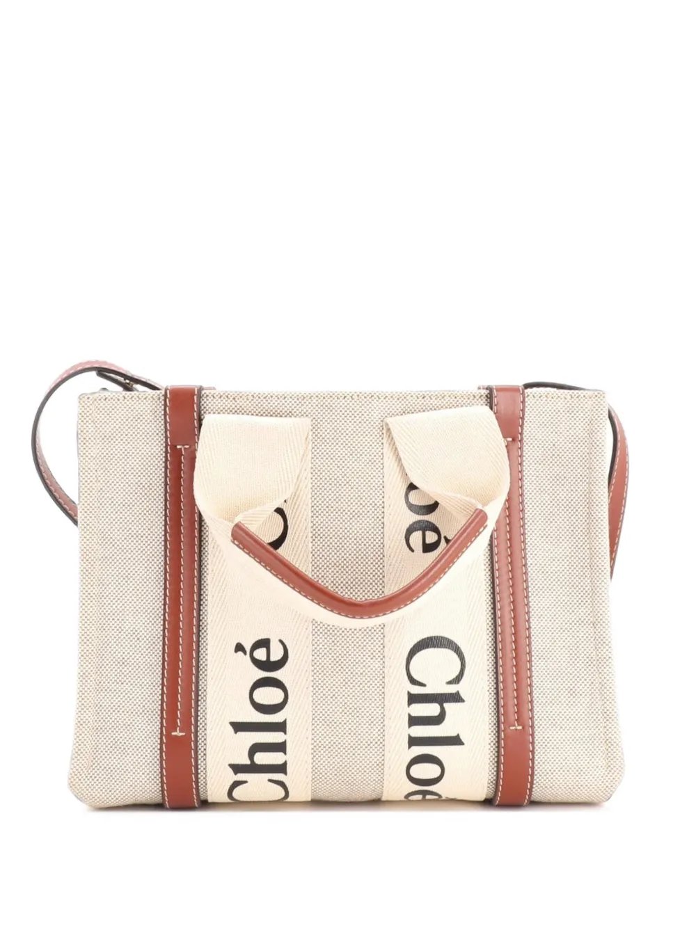 Chloe Woody Convertible Canvas with Leather Small tote bag