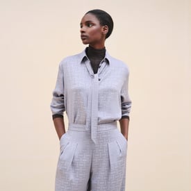"Mosaique" Ascot Collar Shirt