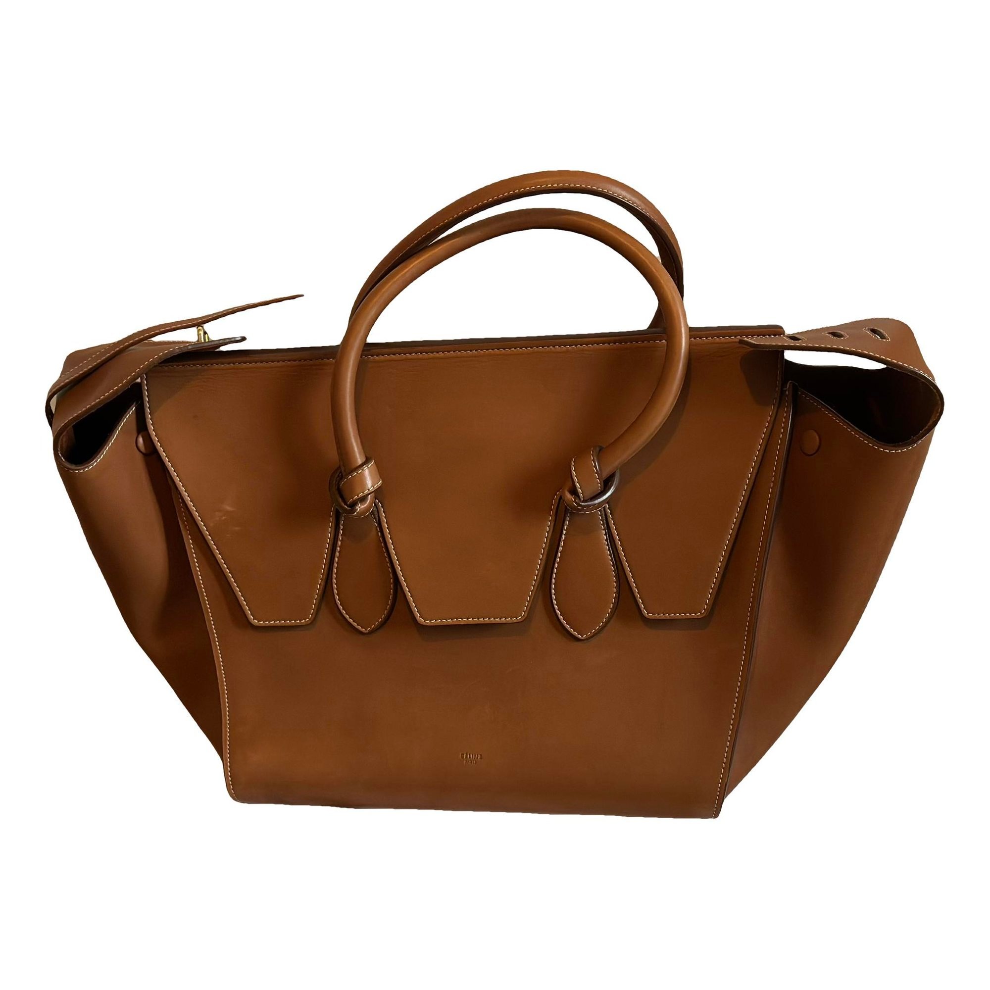 Tie leather handbag