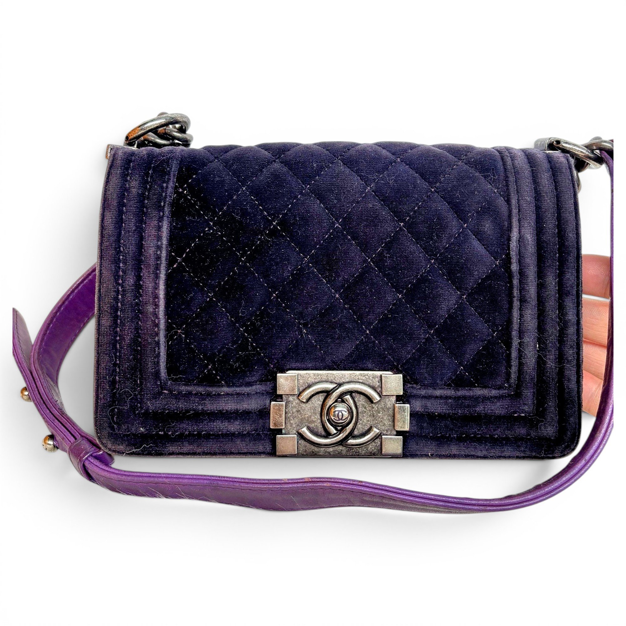 Boy velvet crossbody bag