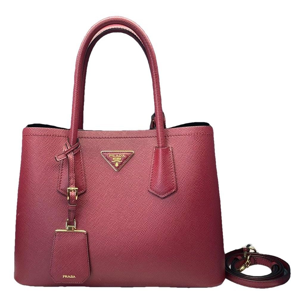 Double leather handbag