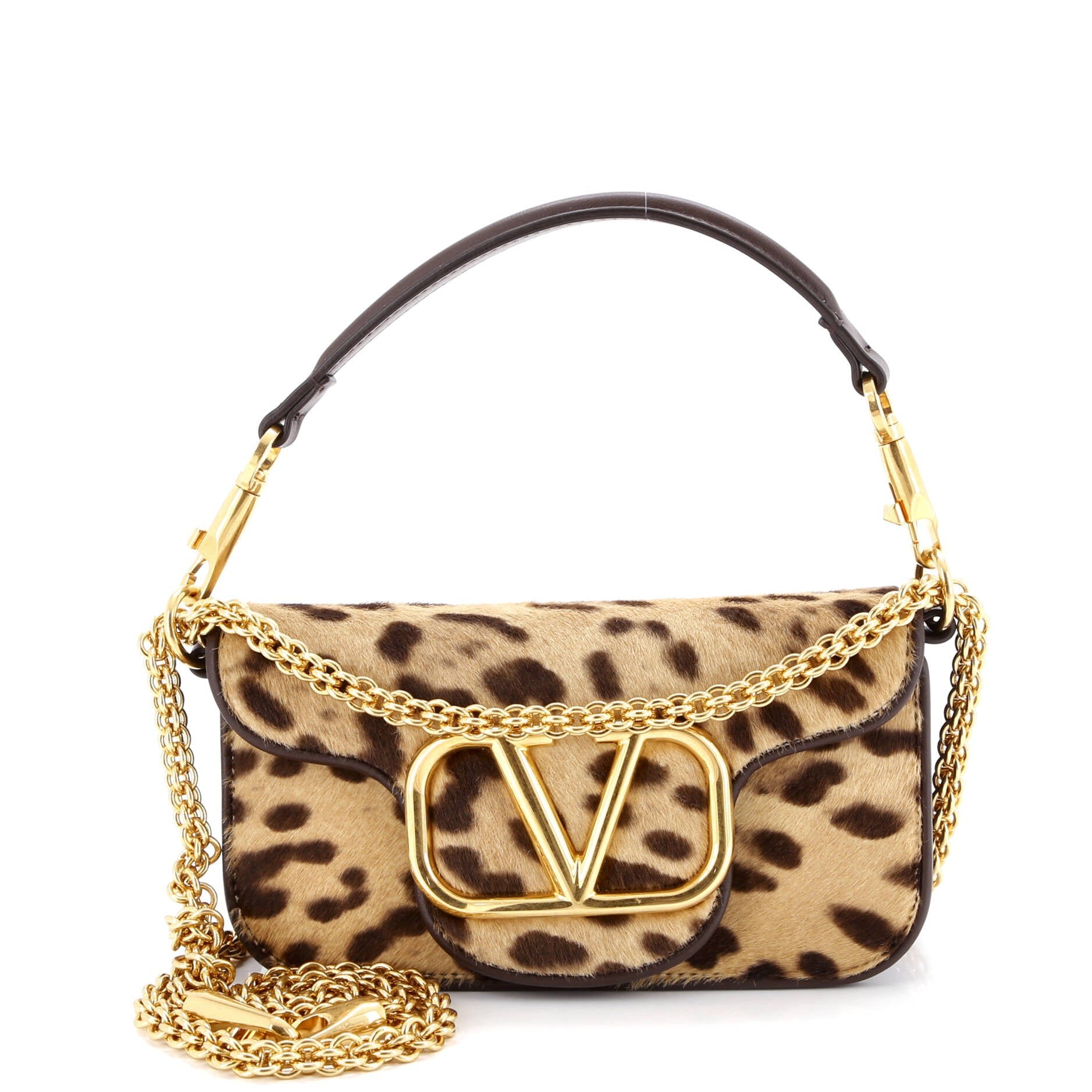 Valentino Garavani VLogo Loco Flap Shoulder Bag Printed Pony Hair Small
