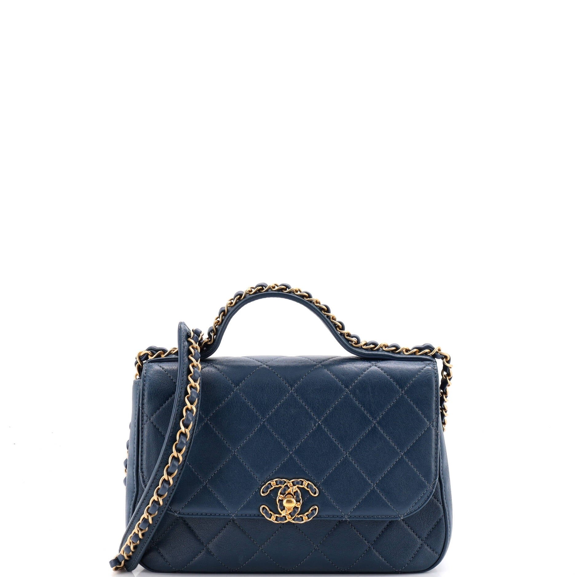 Chain Infinity Top Handle Bag Quilted Lambskin Small
