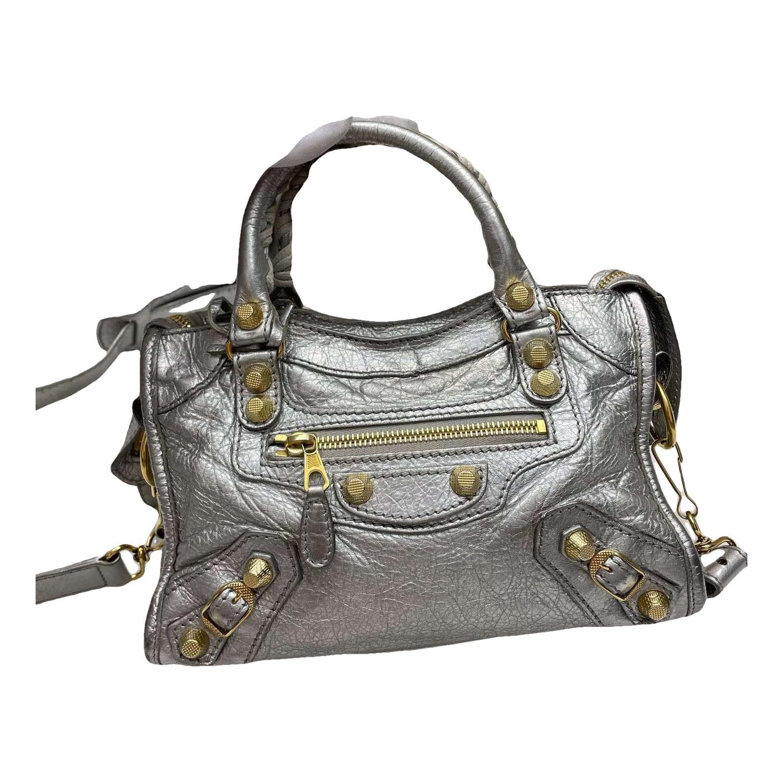 Classic Metalic leather handbag