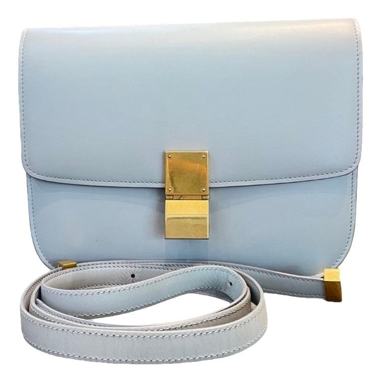 Clasp box leather handbag