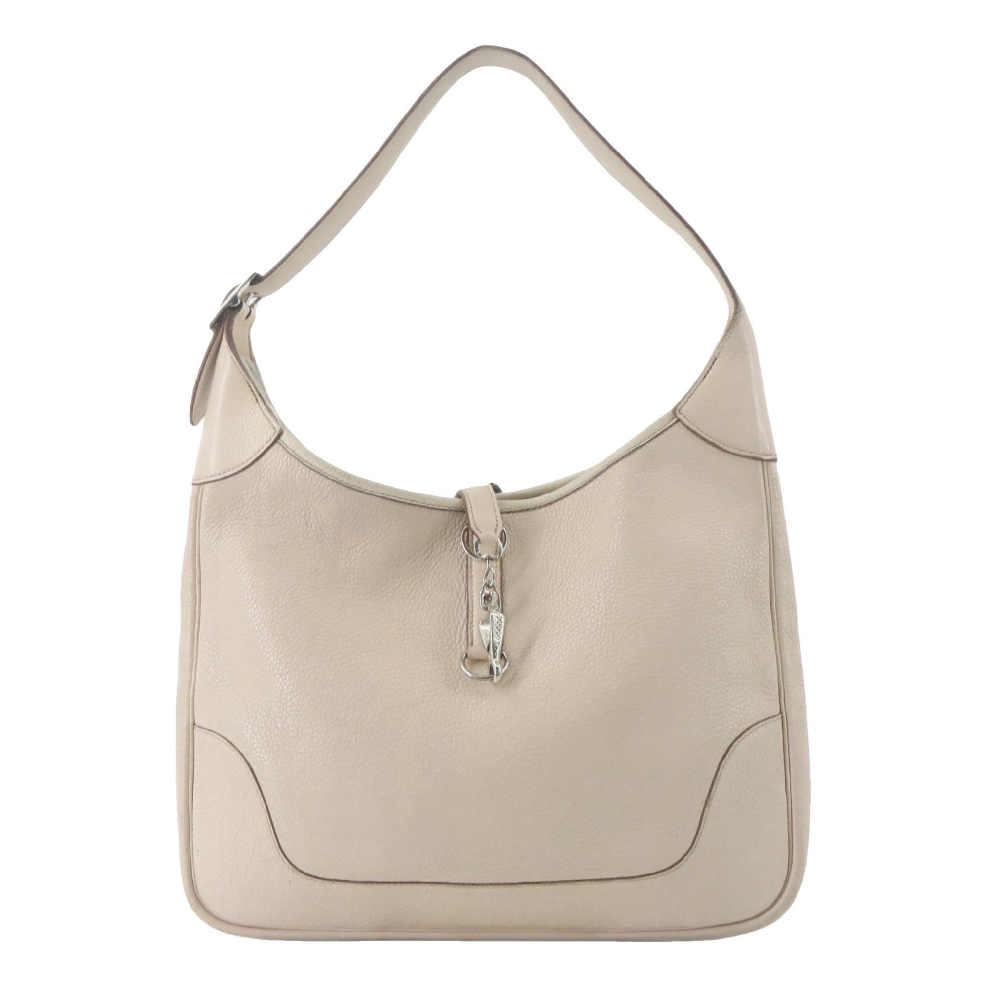 Hermes Trim Handbag Beige Clemence Leather 2001