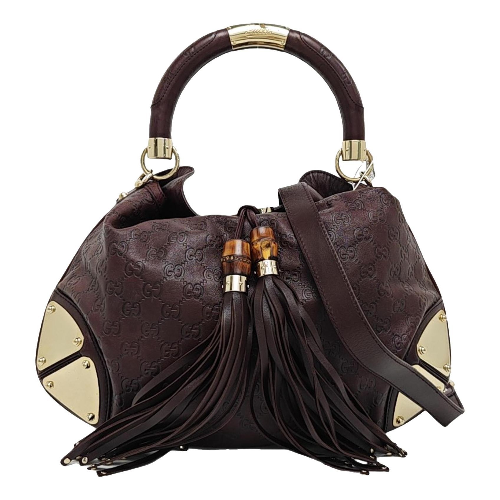 Bamboo Convertible Satchel leather handbag