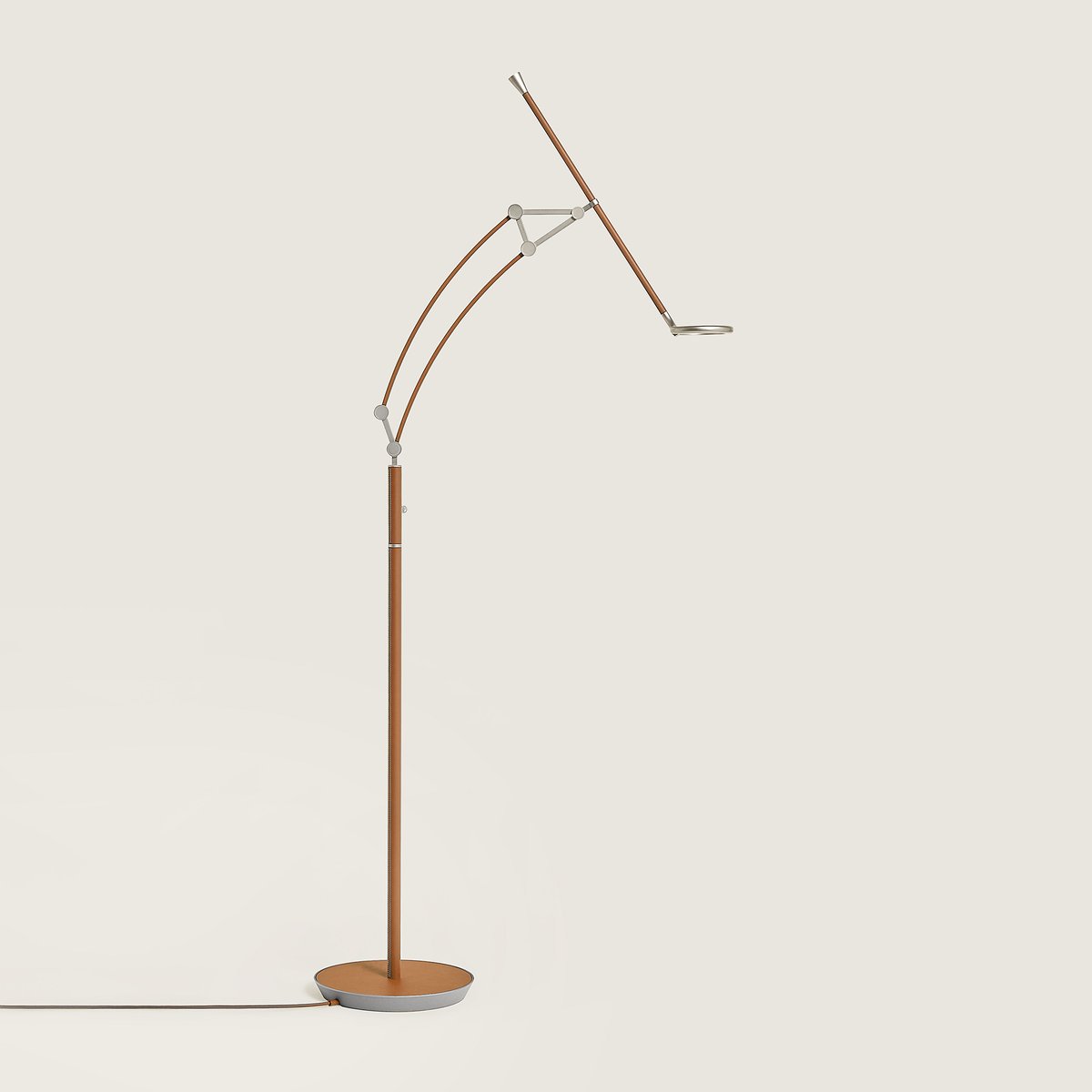 Pantographe reading floor lamp with LED ring