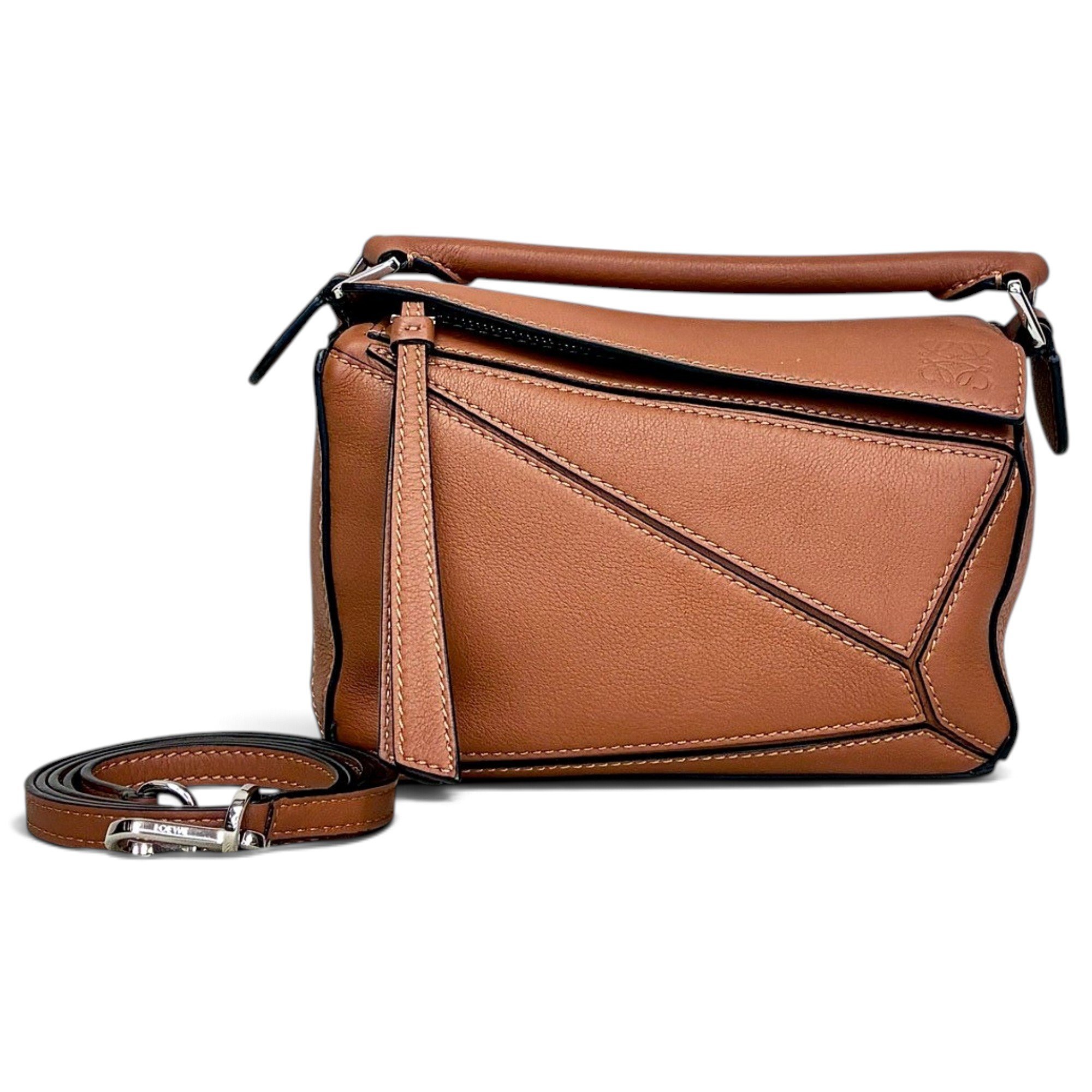 Puzzle leather handbag