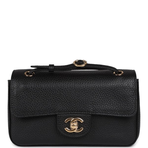 Chanel Mini "Souplissimo" Flap Bag Black Grained Calfskin Gold Hardware