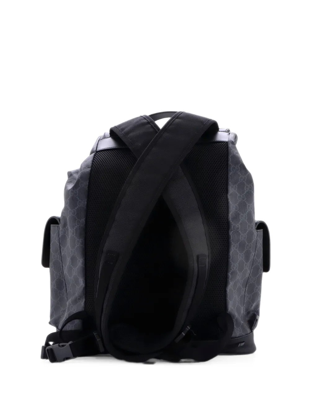 Double Pocket Buckle GG Coated Canvas Large backpack