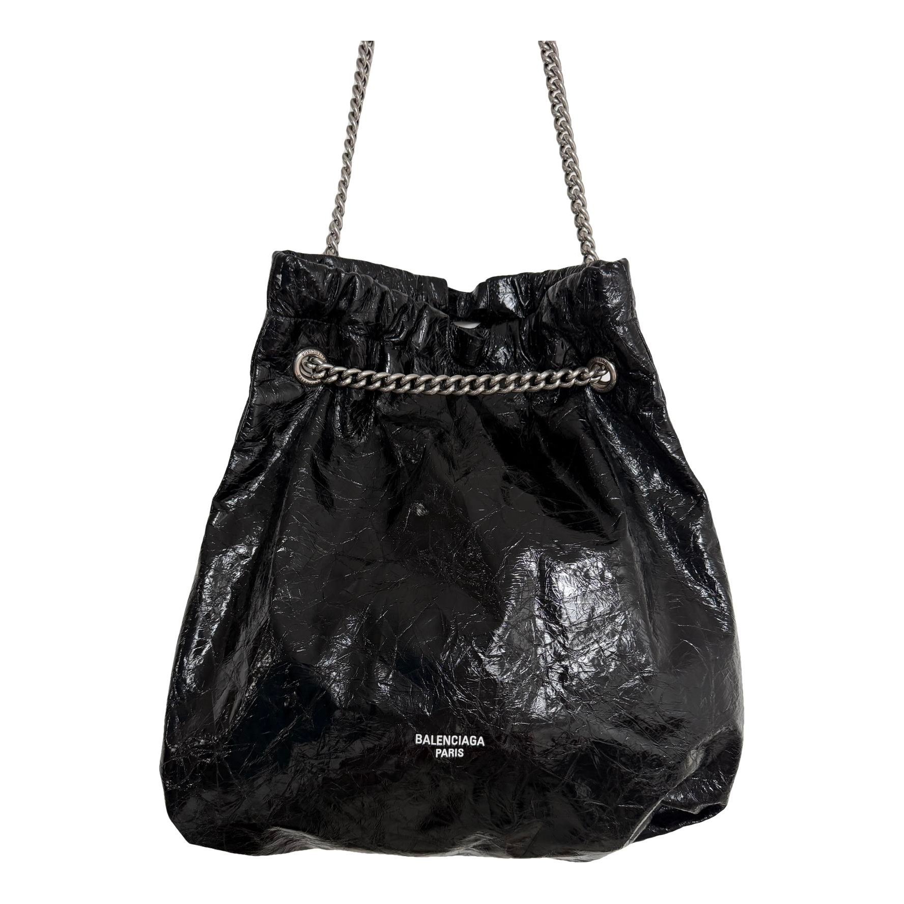 Crush leather handbag