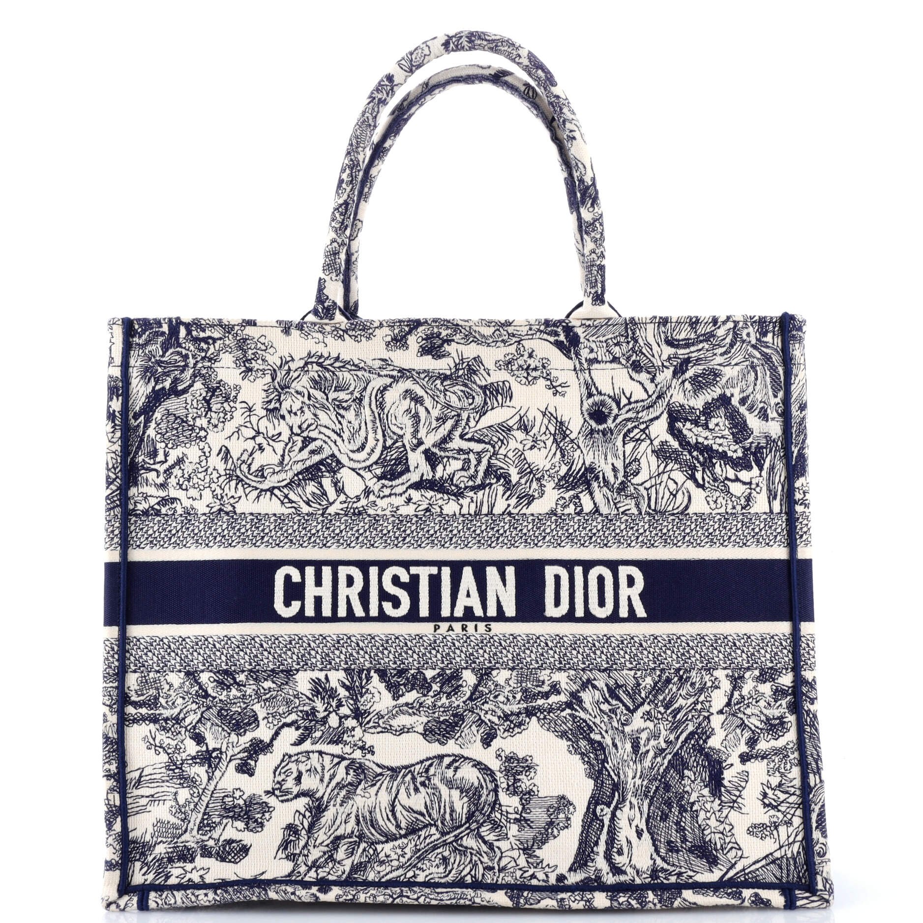 Dior Book Tote Embroidered Canvas Large