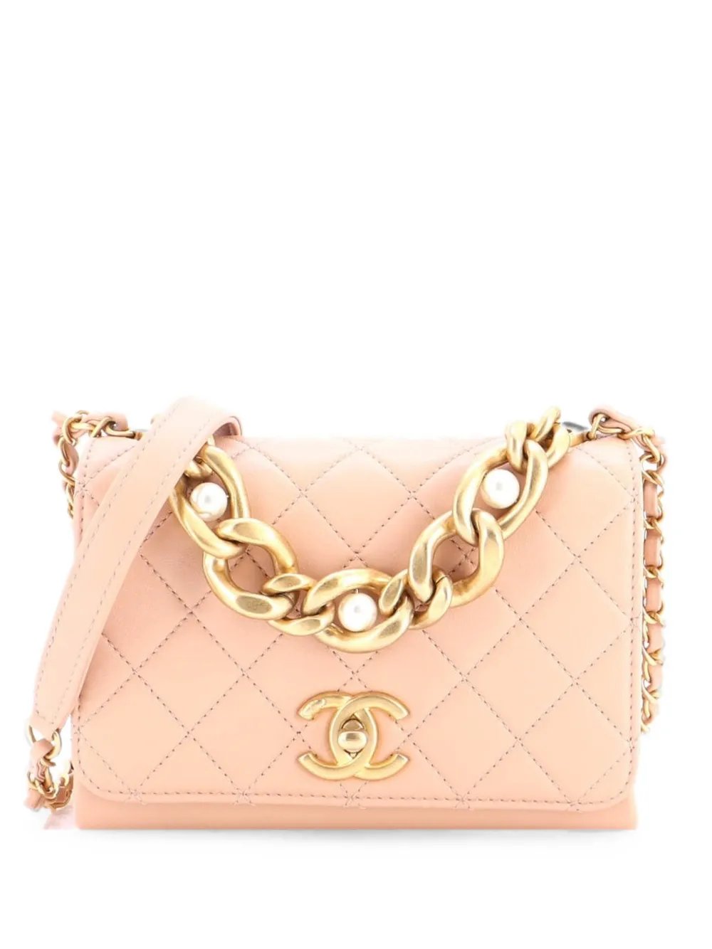 Pearl Boy Chain Flap Bag Quilted Calfskin Mini shoulder bag