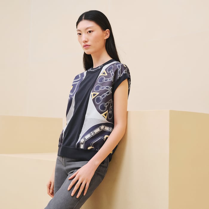 Bleu Noir "Effet Kaleidoscope" Short-sleeve Twillaine Sweater