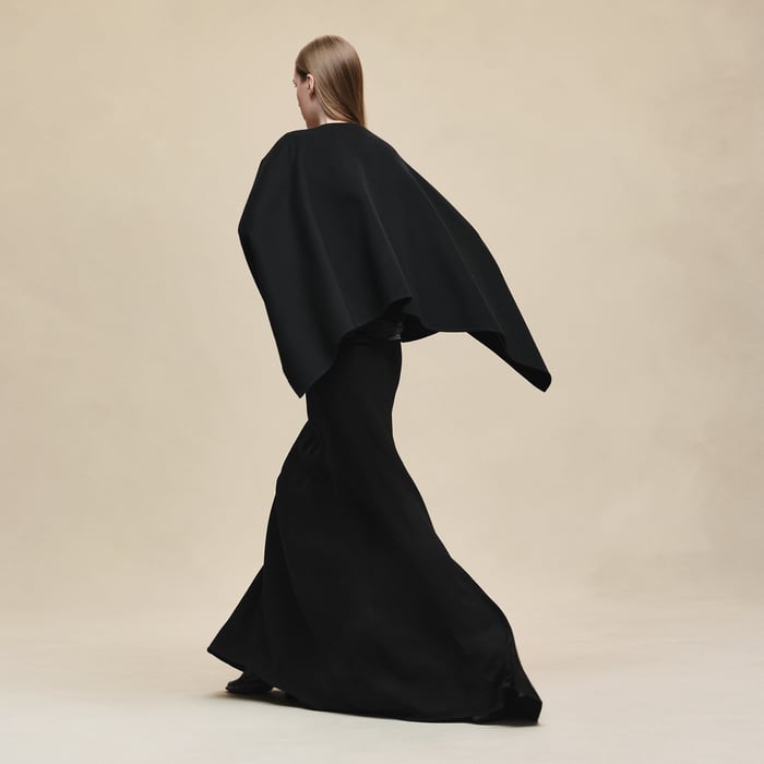 Noir Embroidered Cape Jacket