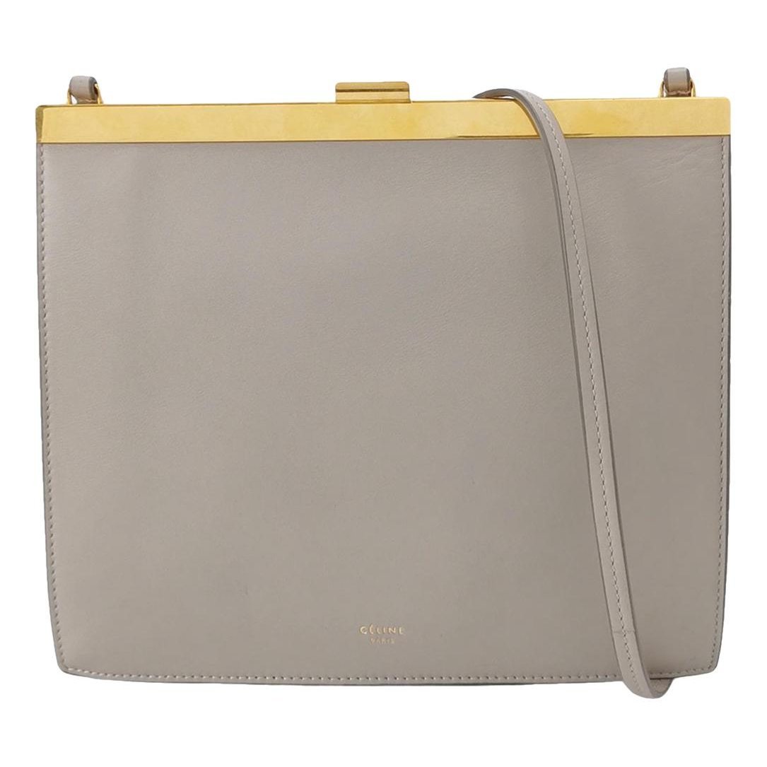Clasp leather handbag