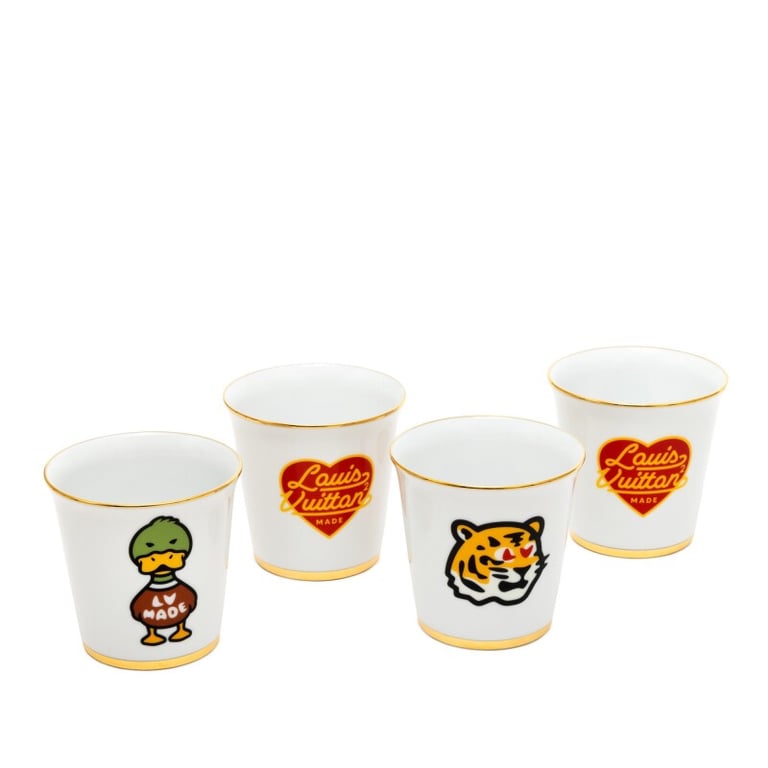 Louis Vuitton Virgil Abloh NIGO Set of Four; Multicolor Porcelain Cups, 2021