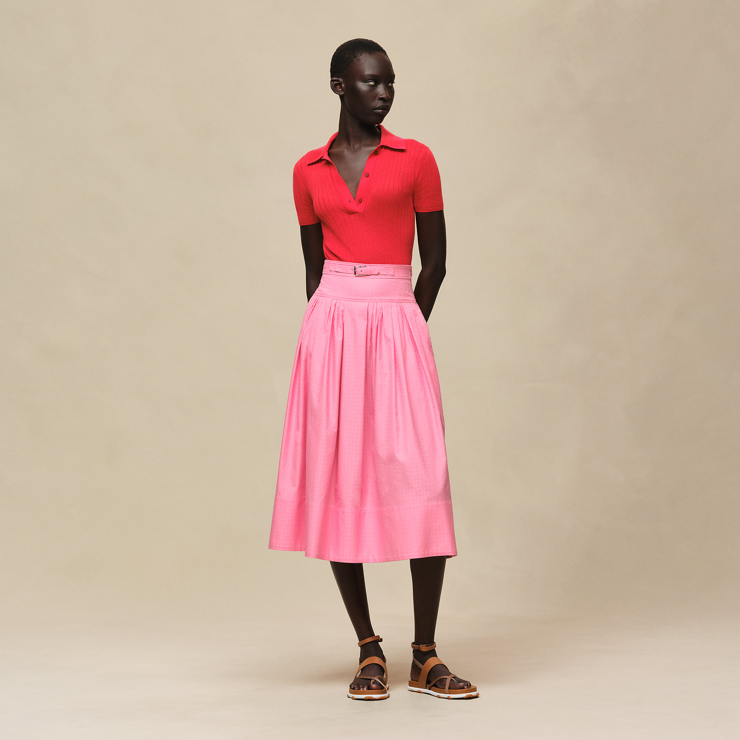 "Mosaique" pleated skirt with basque
