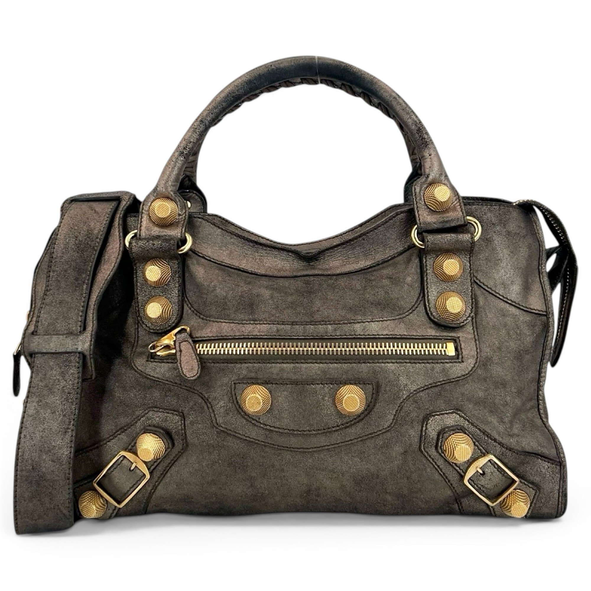 City leather satchel