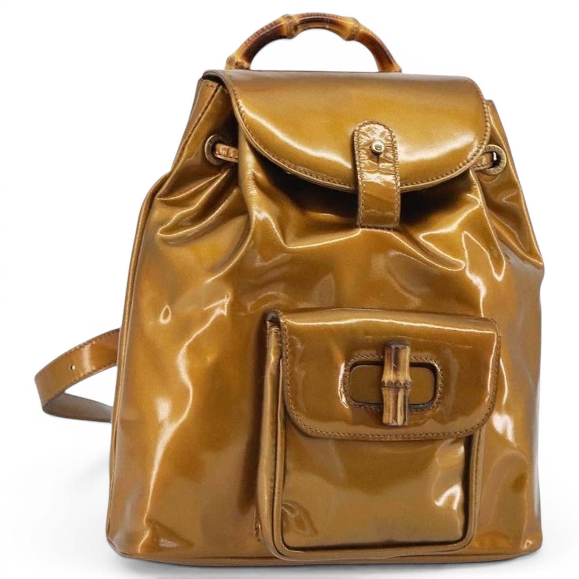 Patent leather backpack