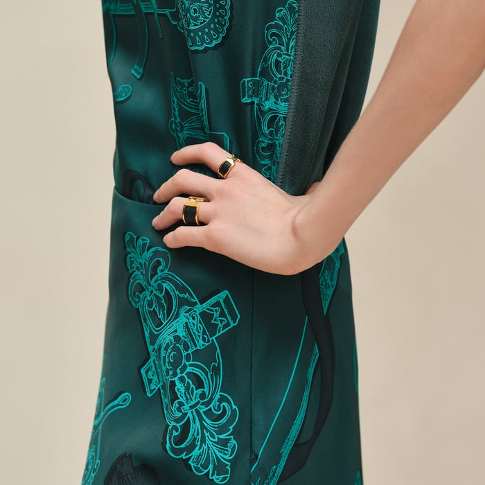 Vert Pin "Ferronnerie Remix" Slanted Skirt