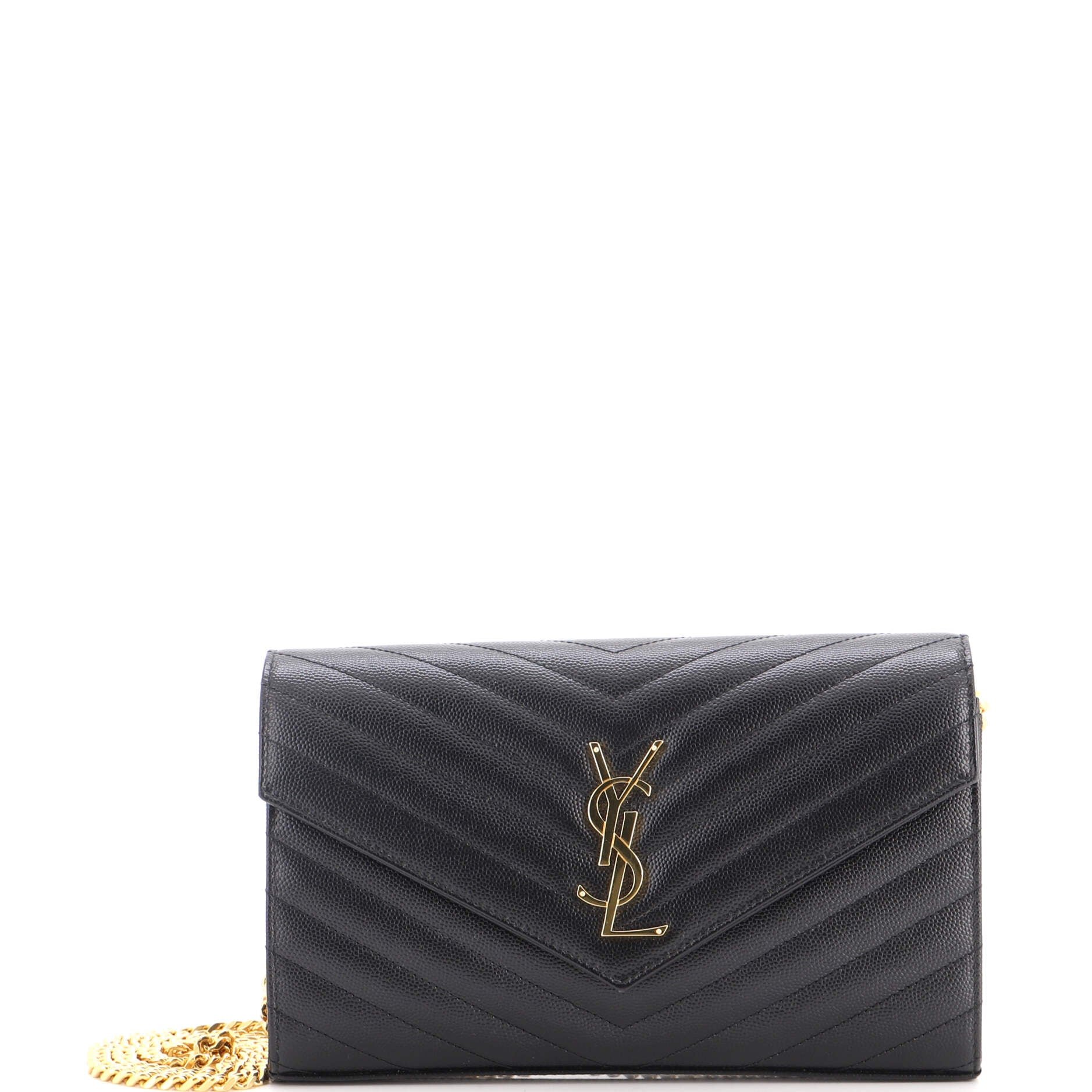 Classic Monogram Wallet on Chain Matelasse Chevron Leather Medium