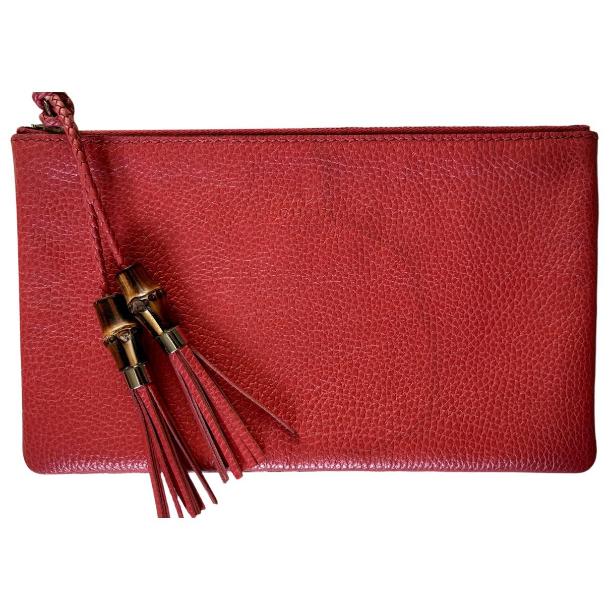 Bamboo leather clutch bag