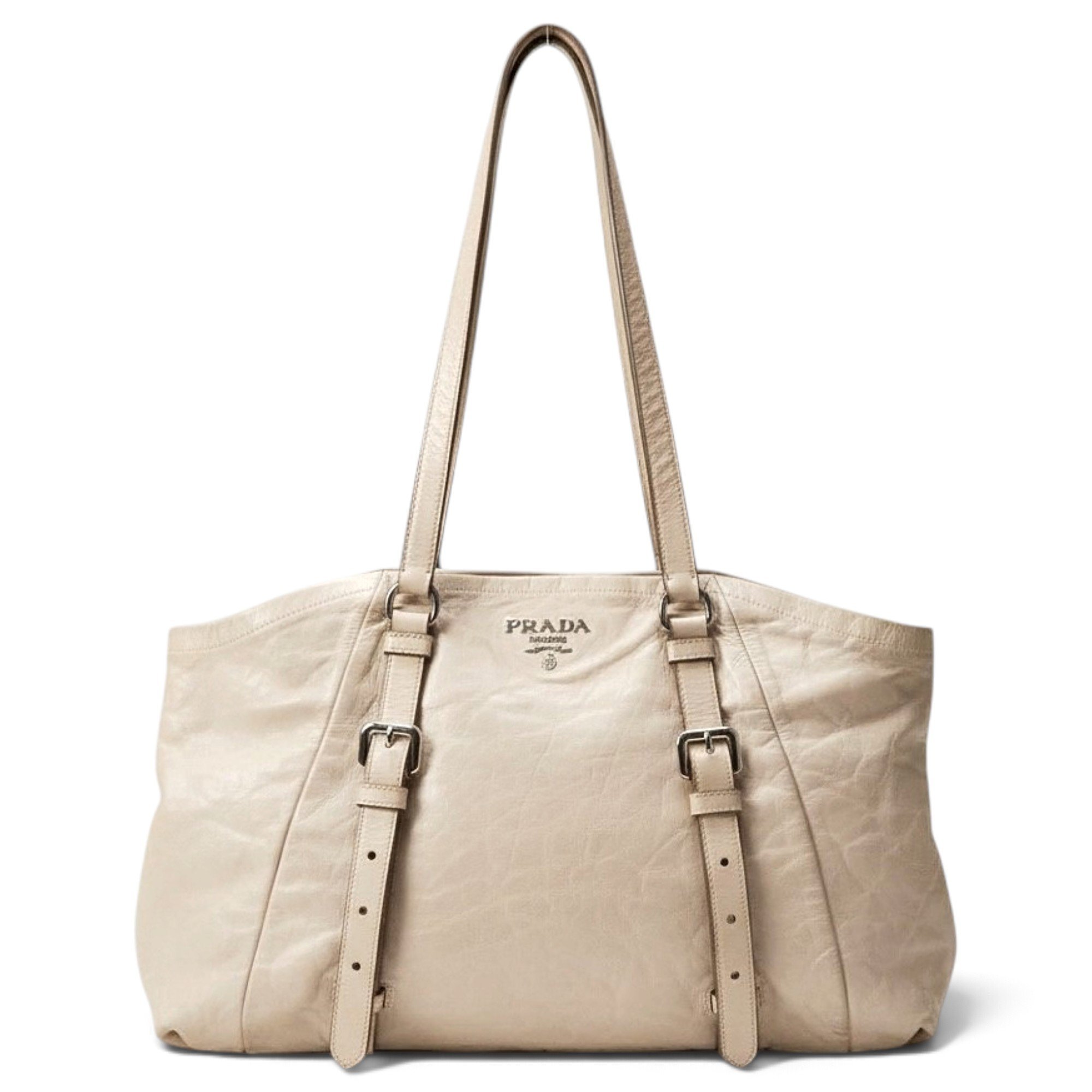 Buckle leather handbag