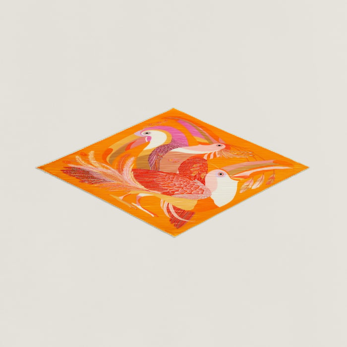 カレジェアン カシミヤシルク プリーツ 《楽園のオオハシ》