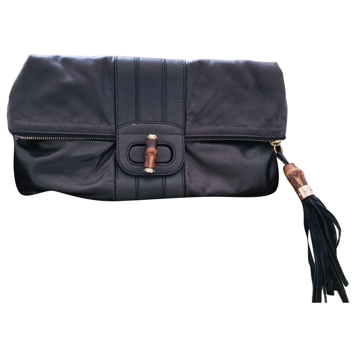 Bamboo leather clutch bag