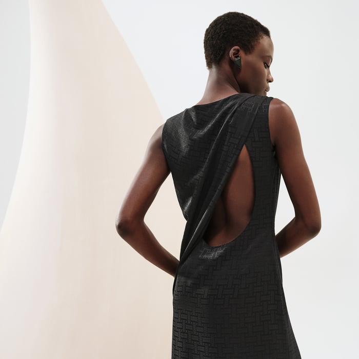Noir "Mosaique" Draped Long Dress