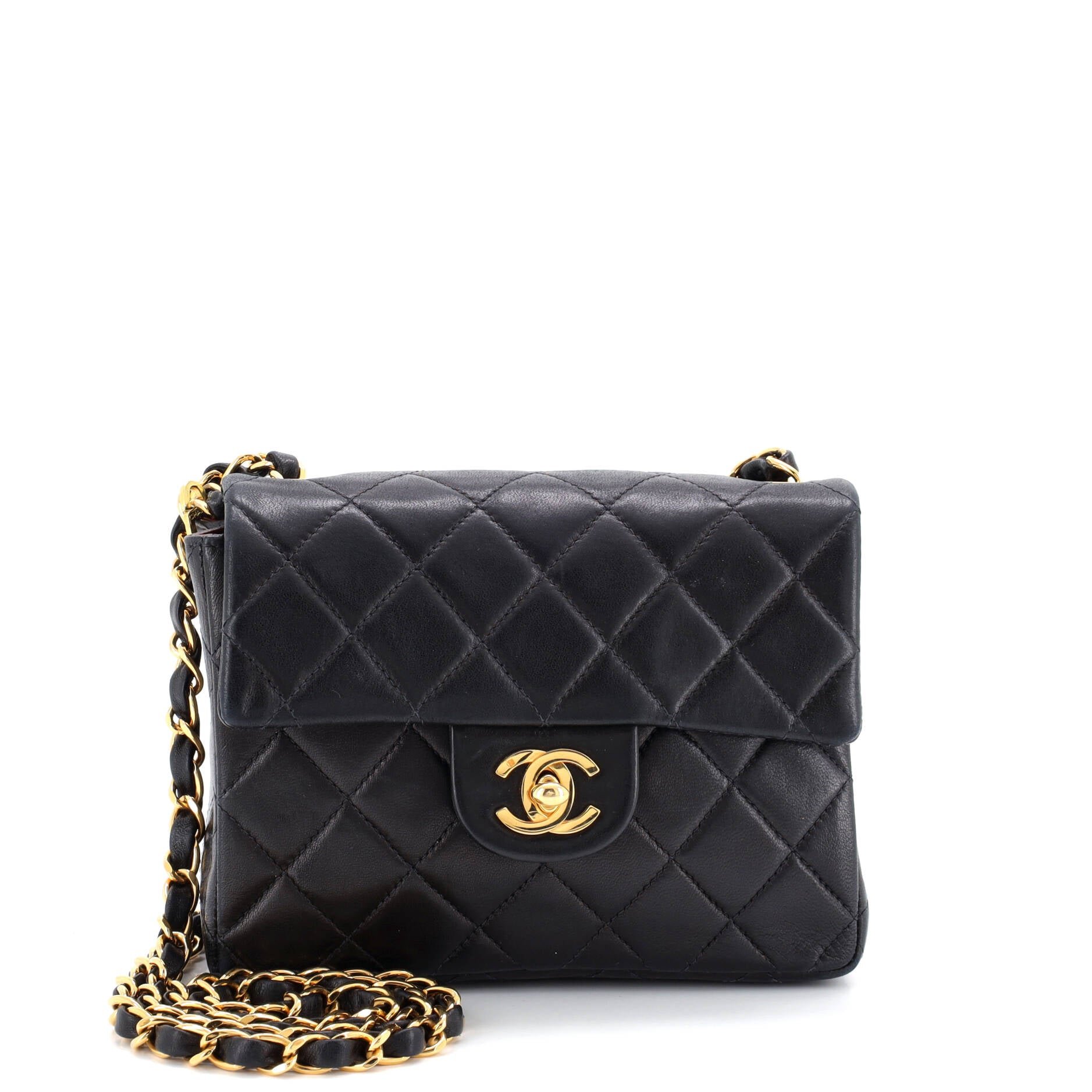 Vintage Square Classic Single Flap Bag Quilted Lambskin Mini