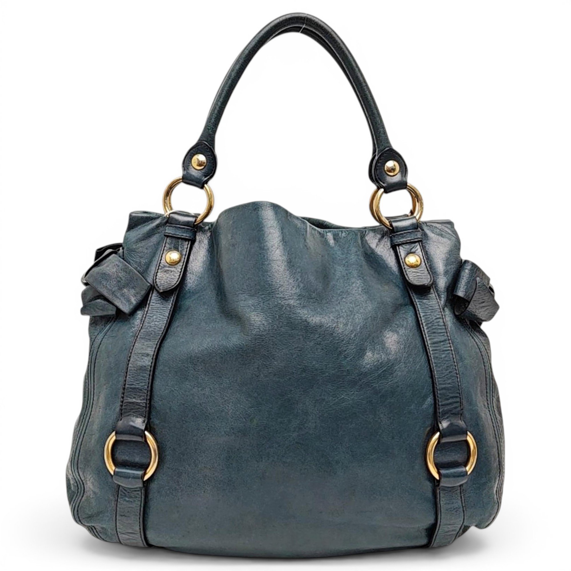 Bow bag leather handbag