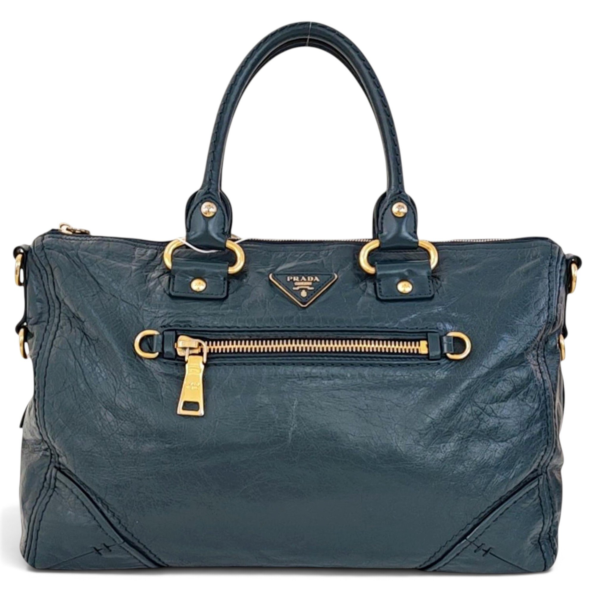 Double leather handbag