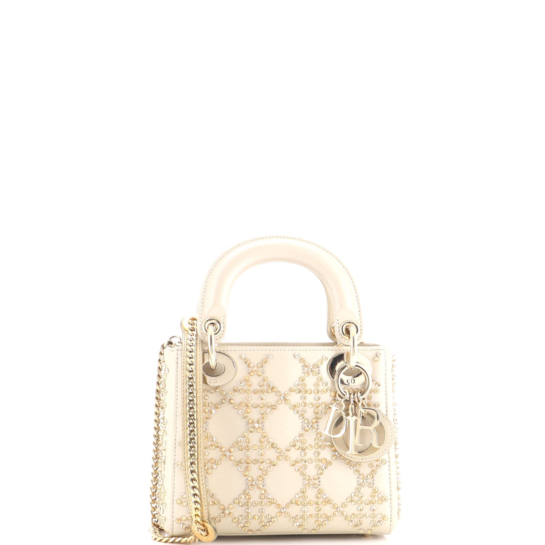 Lady Dior Chain Bag Crystal Embellished Cannage Quilt Leather Mini