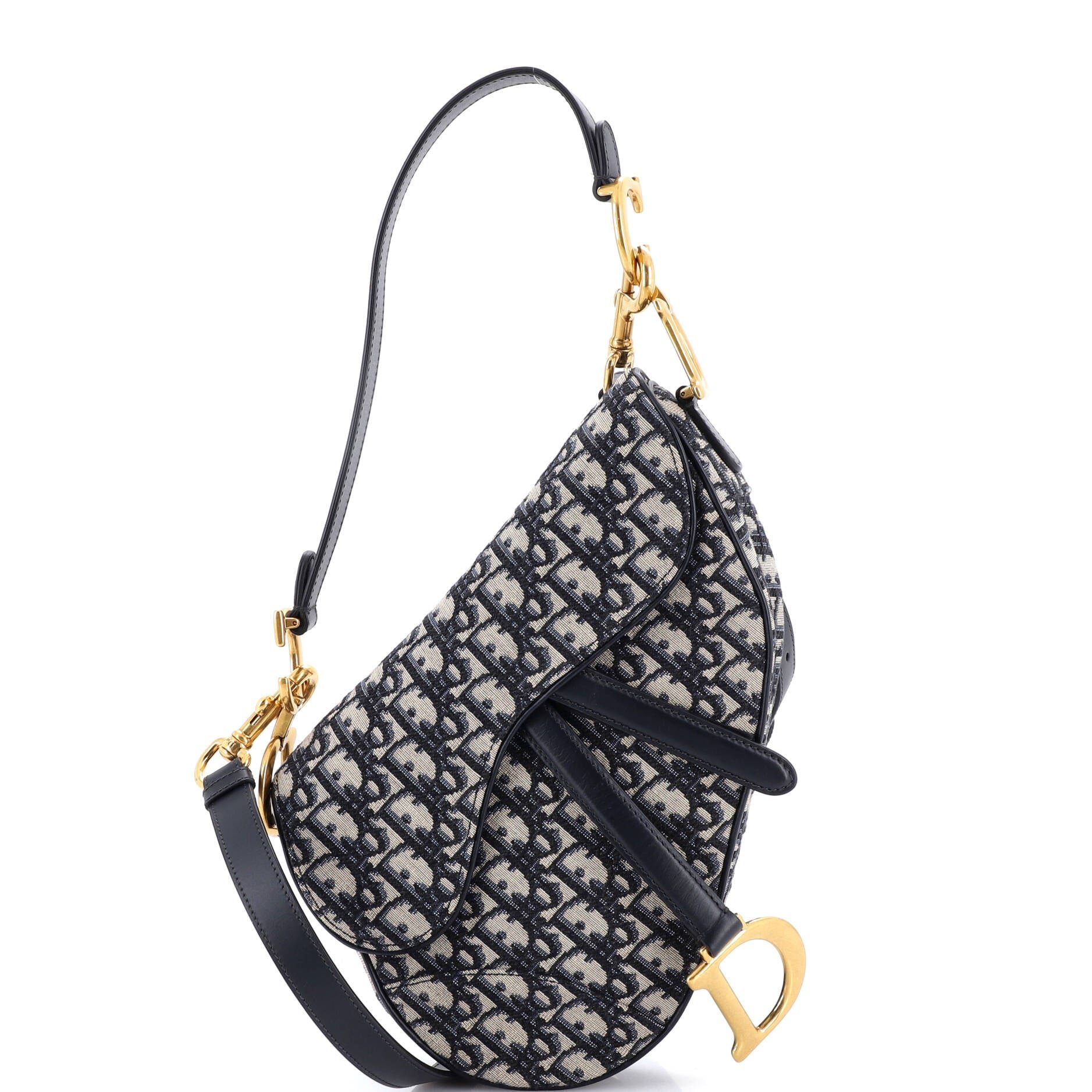 Dior Saddle Handbag with Strap Oblique Canvas Medium