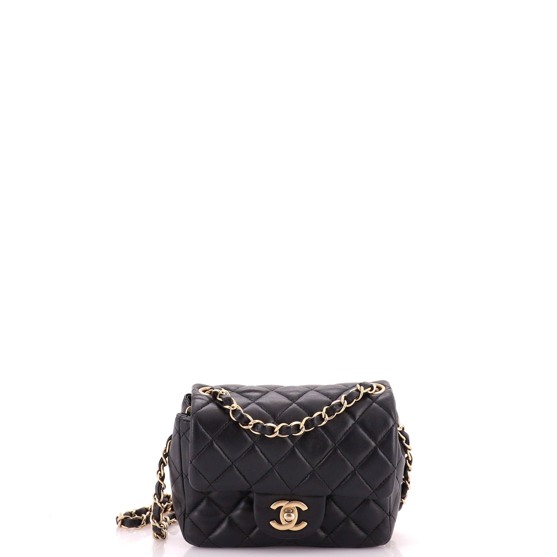 Square Classic Single Flap Bag Quilted Lambskin Mini
