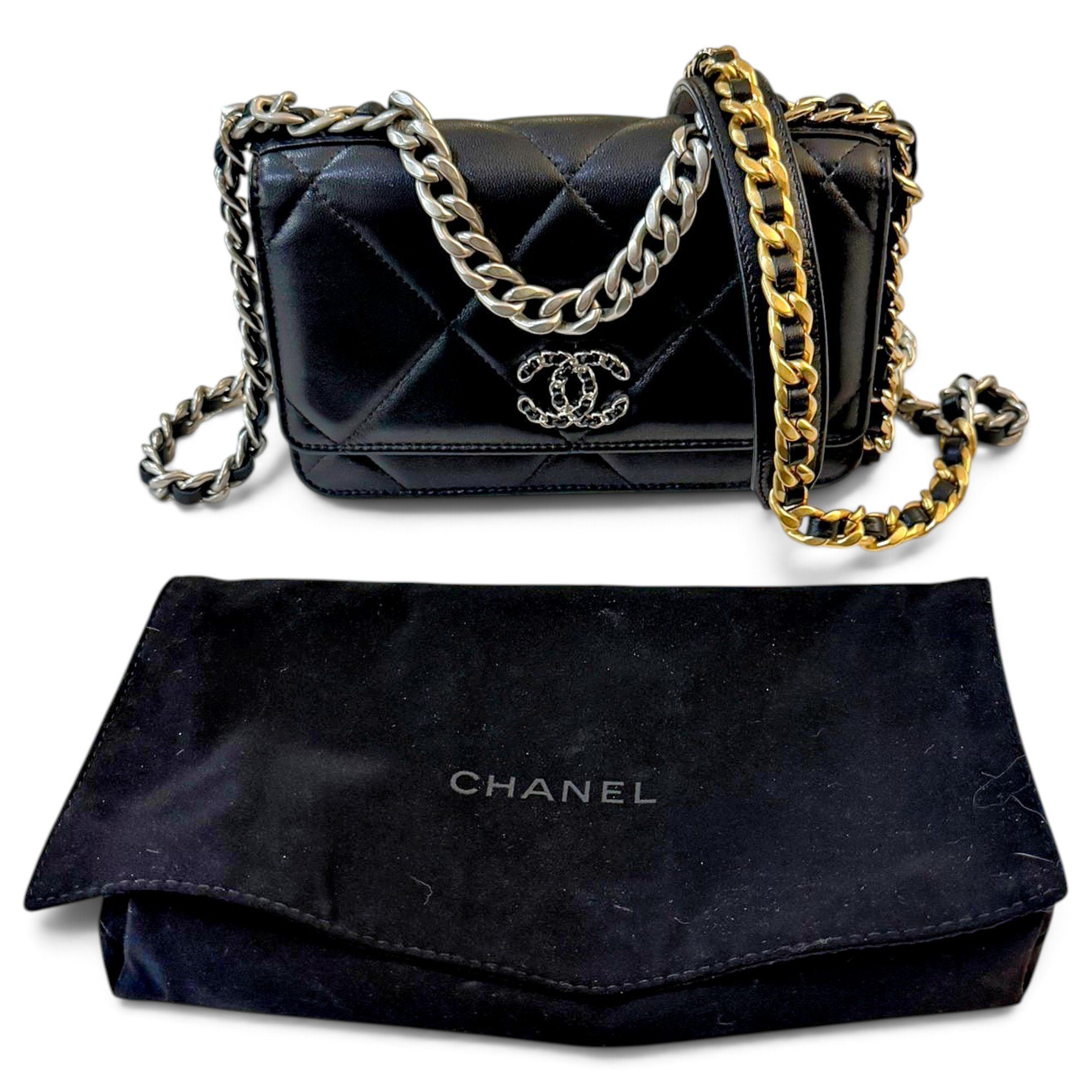 Chanel 19 leather clutch bag
