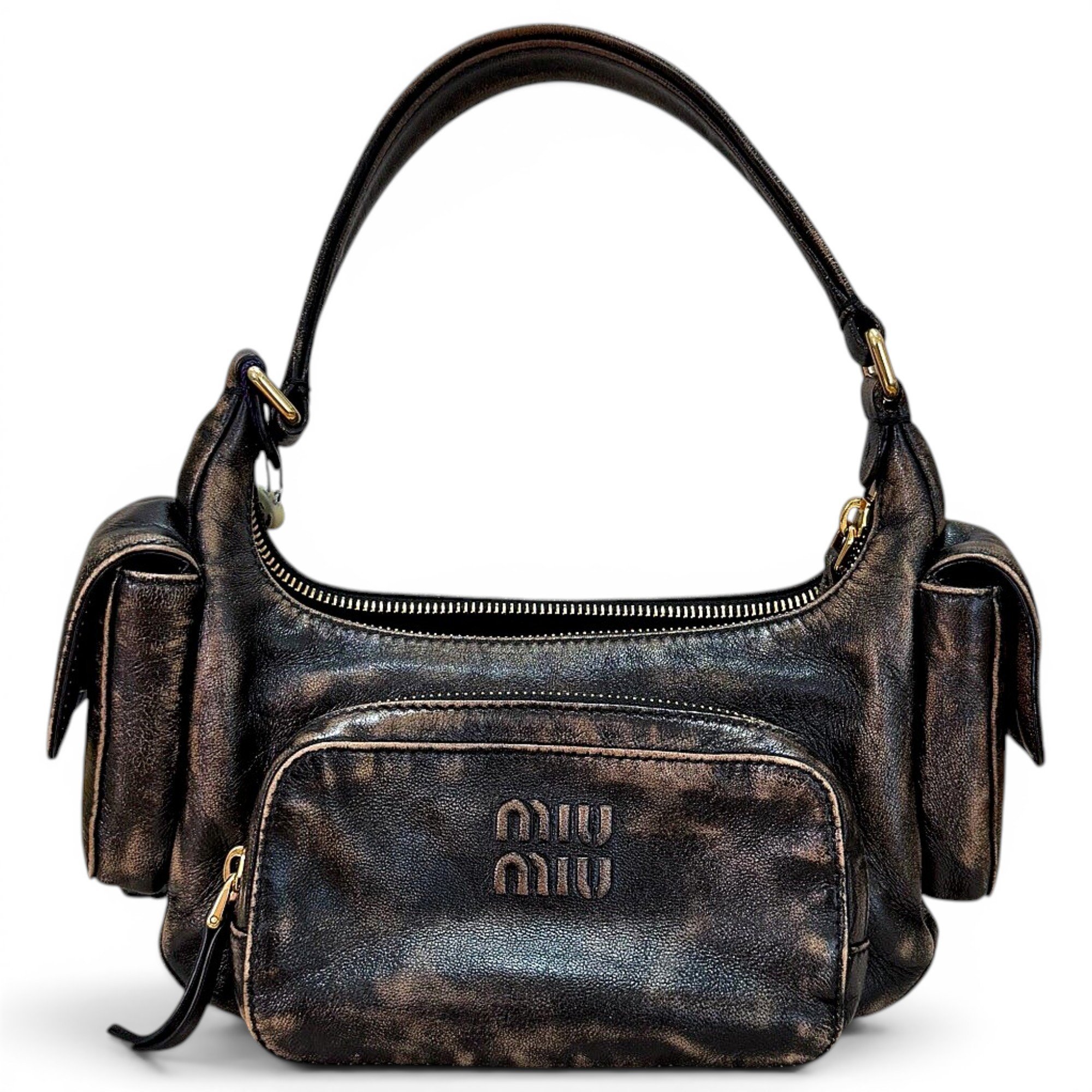 Pocket leather handbag