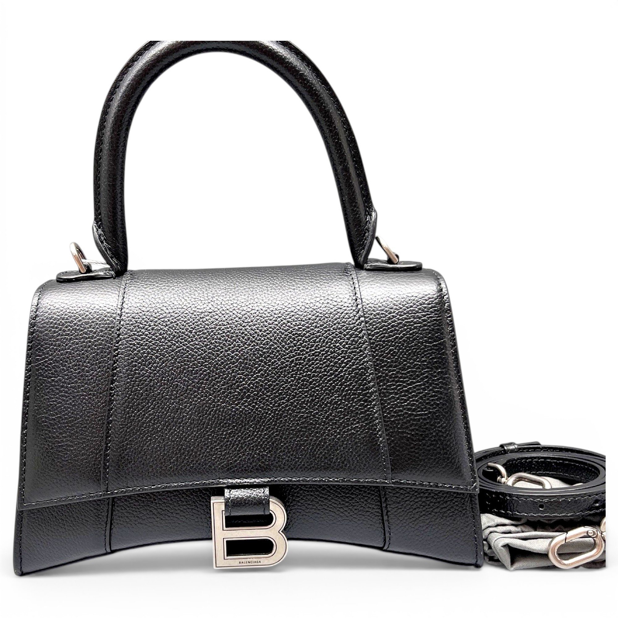 Hourglass leather handbag