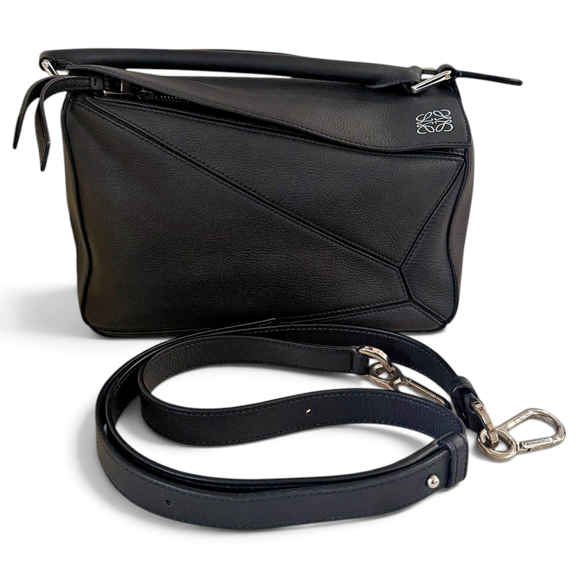 Puzzle leather handbag