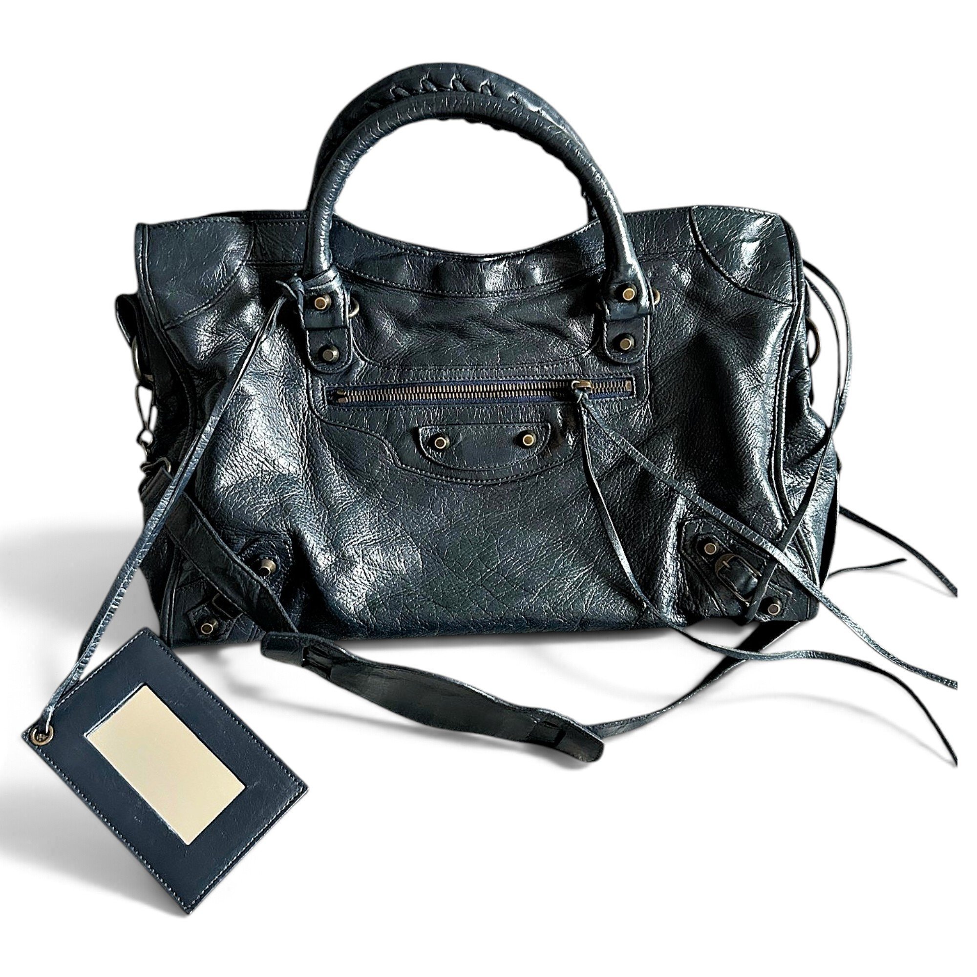 City leather handbag