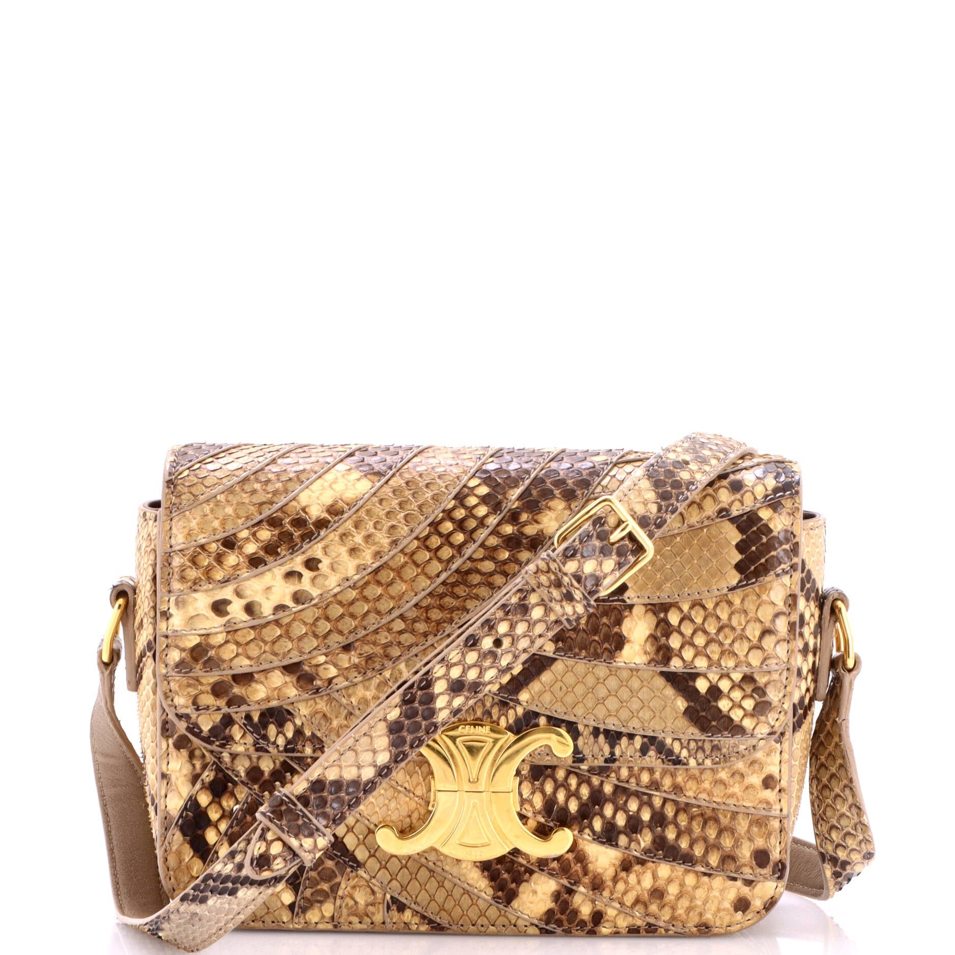 Celine Triomphe Shoulder Bag Snakeskin Teen