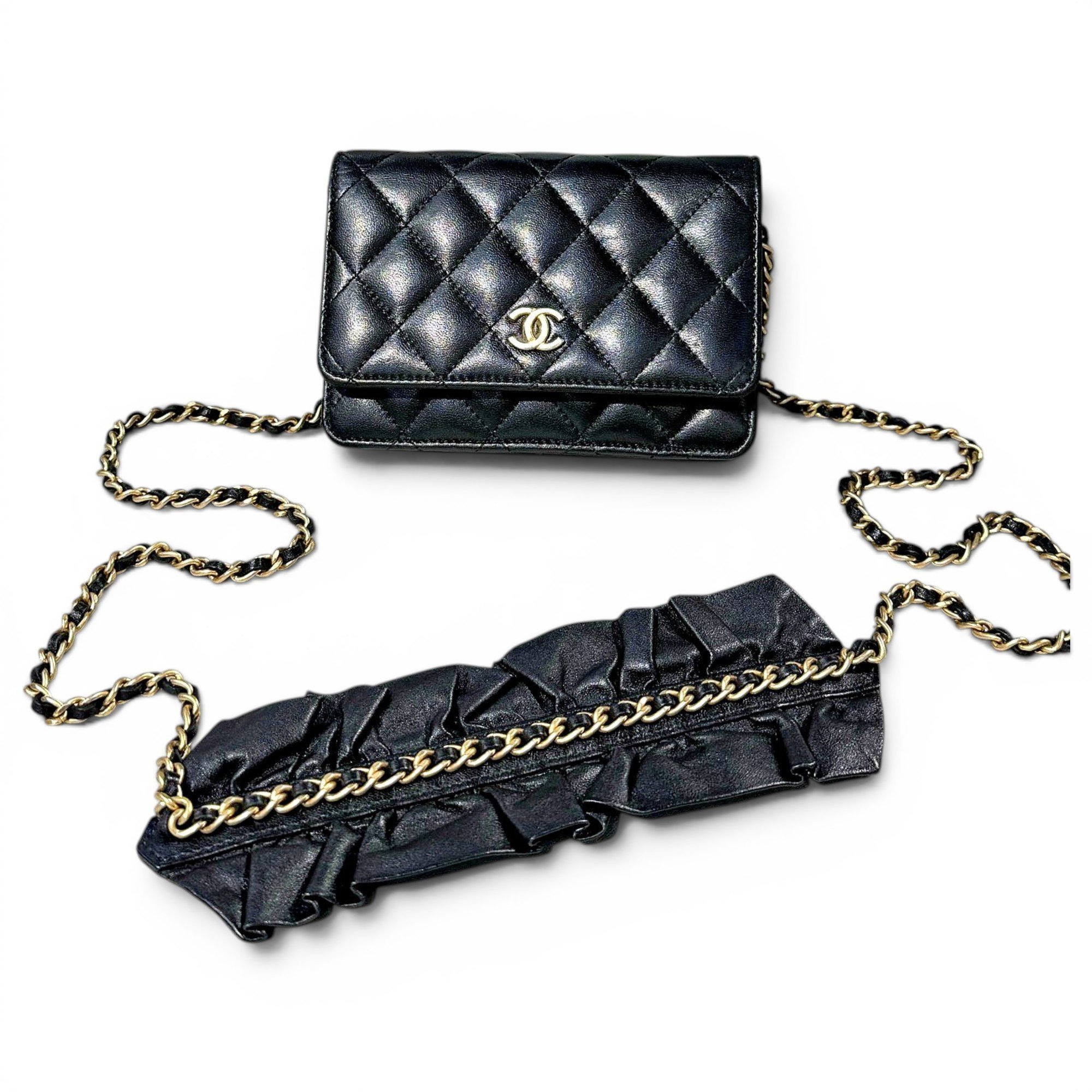 Trendy CC Wallet on Chain leather handbag