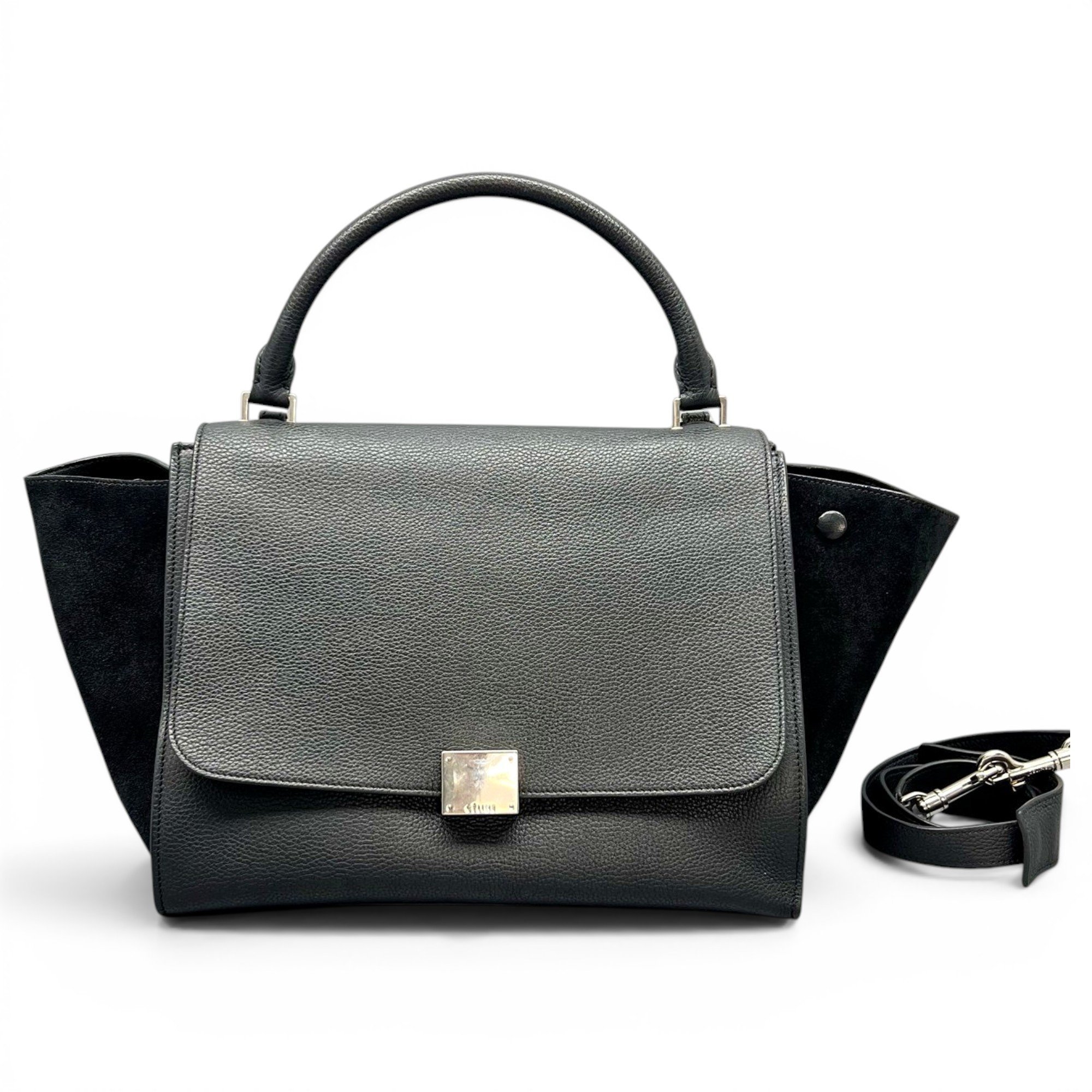 Trapèze leather handbag