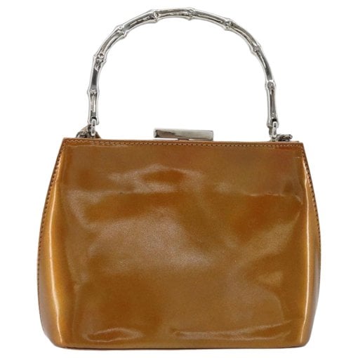 Bamboo patent leather handbag