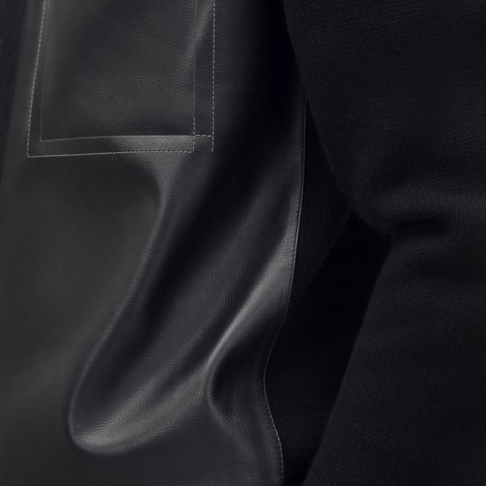 Noir "Devant Cuir" Buttoned Jacket